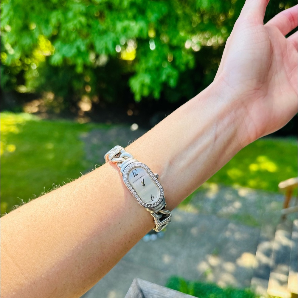 💎 Vintage Diamond and pearl David Yurman silver/stainless steel watch 💎